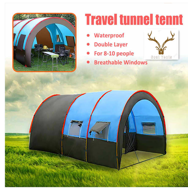 Goat Tunnel 8-10 People Waterproof Portable Travel Camping Hiking Tent For Big Family 4 Seasons